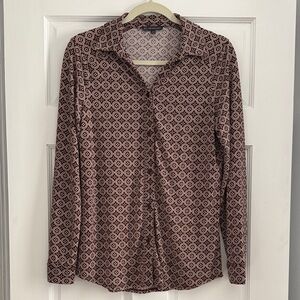 Adrianna Papell Pink and Black Geometric Blouse